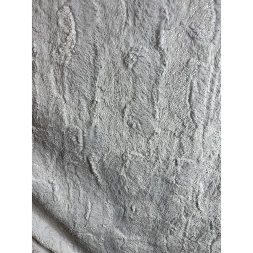 Minky Mamas 80x59 Blanket White Patchwork Glitter Heavy Throw Rosettes Plush